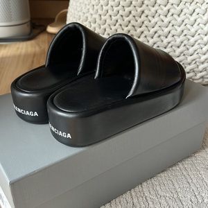 Balenciaga Smooth Nappa Logo Platform Sandals